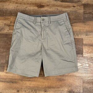 Express Slim Fit Bermuda Shorts Cool-Tone Beige Khaki 32" Waist 8" Inseam Preppy